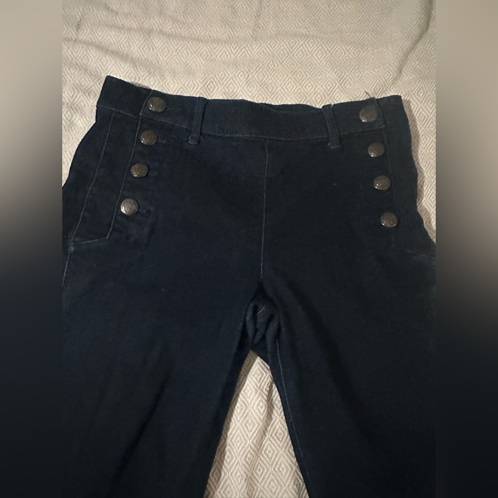 Express Flare Jeans with Antique Gold Rivets, Mid Rise